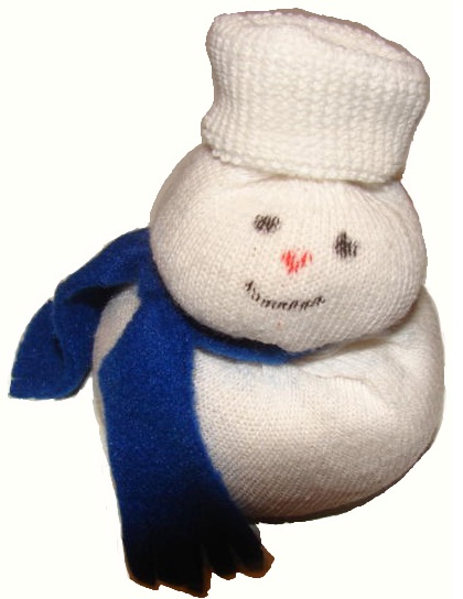 Free Christmas Snowman Sock Sunday School Craft idea for Kids in Children's Church by Church House Collection. Just fill the sock with rice. Use with our Free Christmas Sunday school lessons for preschool kids or toddlers.